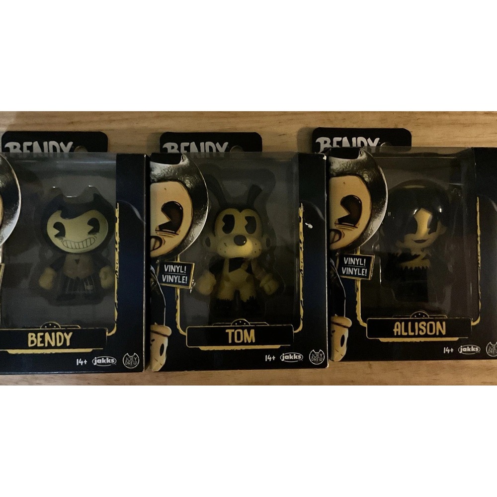 Jakks Bendy Vinyl Figures, Complete Set Of 3, Bendy, Allison And Tom, NIB